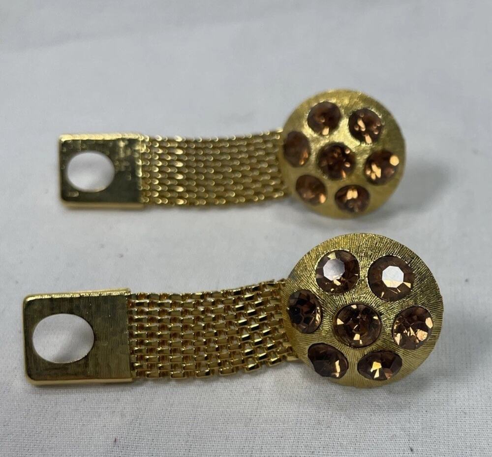 Men’s amber stone gold wrap around cuff links Celebrity NY.